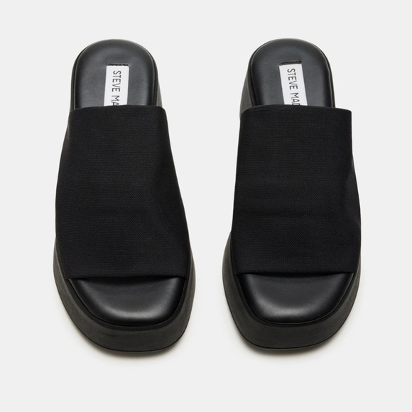 Steve Madden Slinky30 Black Platform Sandal Wedge Heels Y2K 2000s - Picture 4 of 8